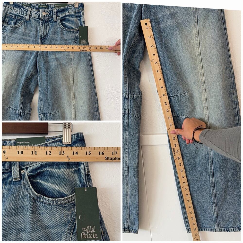 NWT Wild Fable Barrel Jeans Size 0/32 Mid Rise Baggy Wide Leg Curved Denim - Picture 6 of 9